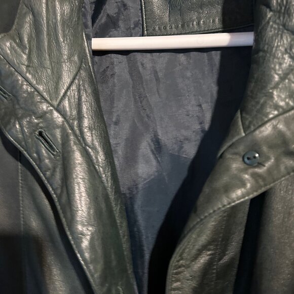 Jacqueline Ferrar Vintage 1980s Hunter green Leather jacket sz M shoulders 20i - Picture 5 of 8